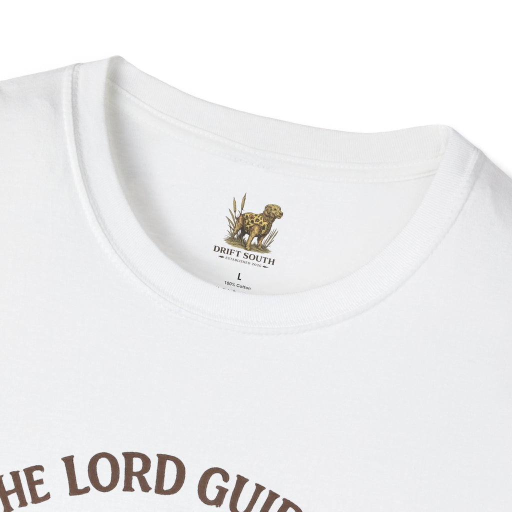 Faith Cowboy Boot T-Shirt – “The Lord Guides by Faith Not by Sight” Scripture Tee